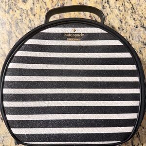 Kate Spade Black and White Striped Cosmetic Bag